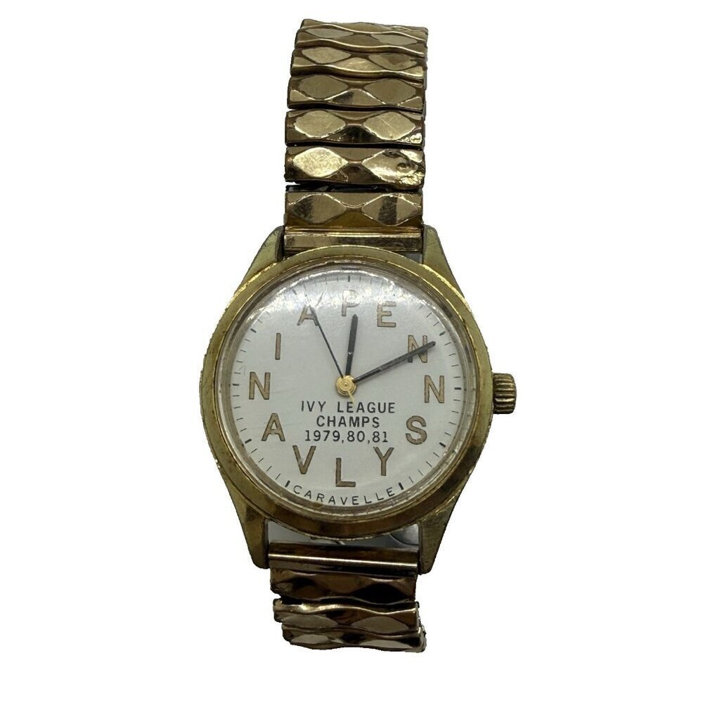 Vtg Caravelle Pennsylvania Watch Stretch Bracelet 1/20 10K GF Ivy League Champs